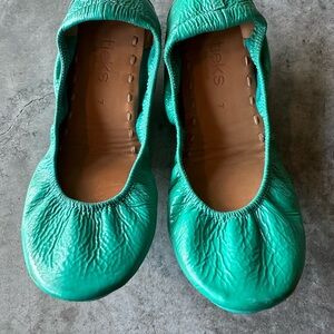 Tieks Teal Green Leather Ballet Flats